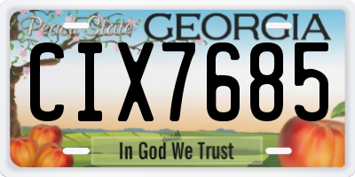 GA license plate CIX7685