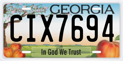 GA license plate CIX7694