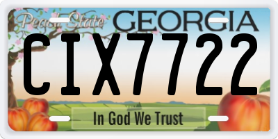GA license plate CIX7722