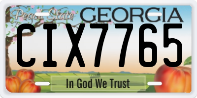 GA license plate CIX7765