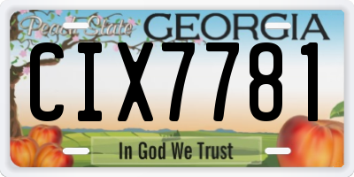 GA license plate CIX7781