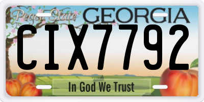 GA license plate CIX7792