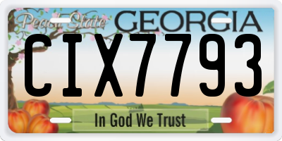 GA license plate CIX7793