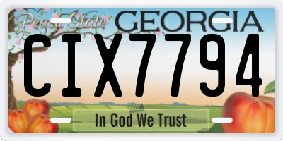 GA license plate CIX7794