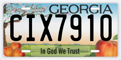 GA license plate CIX7910