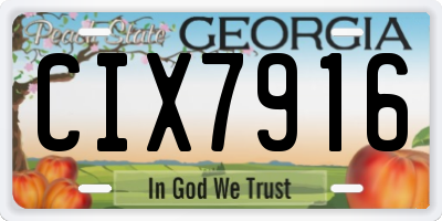GA license plate CIX7916