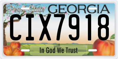 GA license plate CIX7918