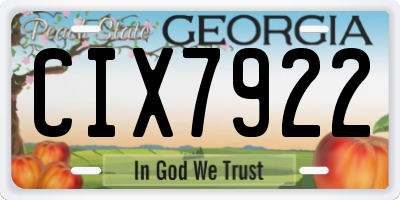 GA license plate CIX7922