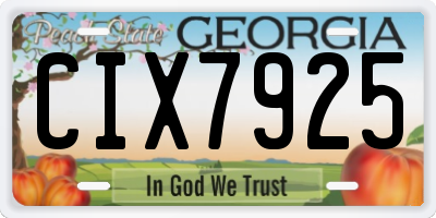 GA license plate CIX7925
