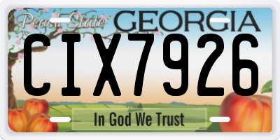 GA license plate CIX7926