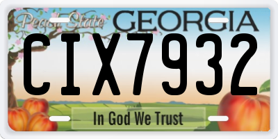GA license plate CIX7932