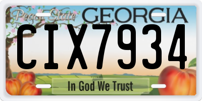 GA license plate CIX7934