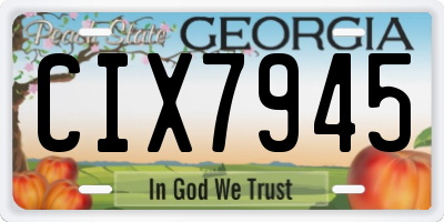 GA license plate CIX7945