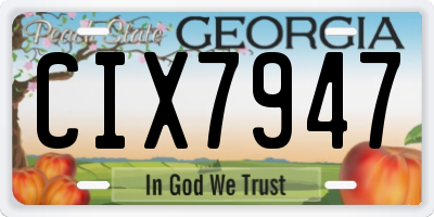 GA license plate CIX7947