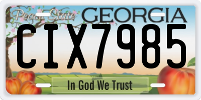 GA license plate CIX7985