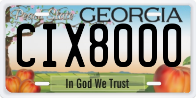 GA license plate CIX8000