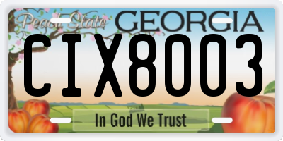 GA license plate CIX8003