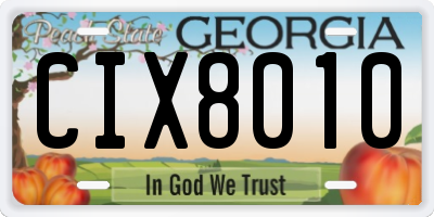 GA license plate CIX8010