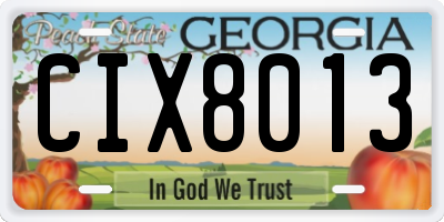 GA license plate CIX8013