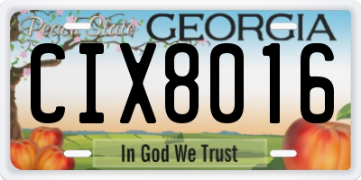 GA license plate CIX8016