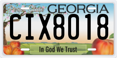 GA license plate CIX8018