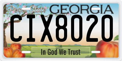 GA license plate CIX8020
