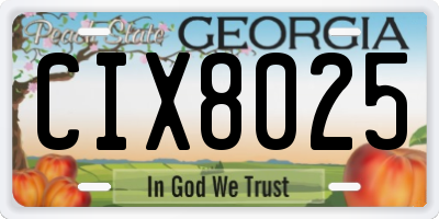 GA license plate CIX8025