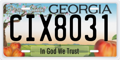 GA license plate CIX8031