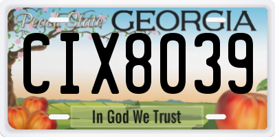 GA license plate CIX8039