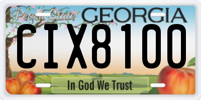 GA license plate CIX8100