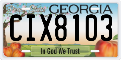 GA license plate CIX8103