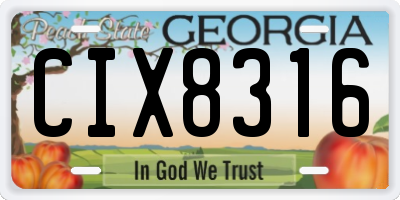 GA license plate CIX8316