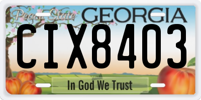 GA license plate CIX8403