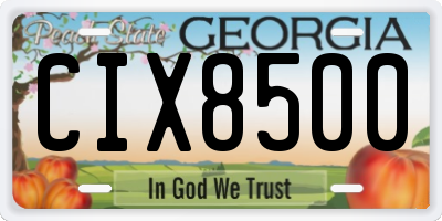 GA license plate CIX8500