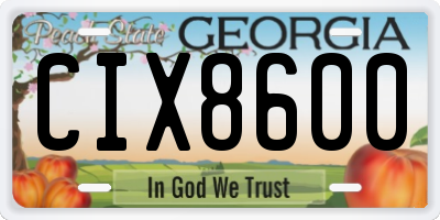 GA license plate CIX8600
