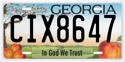 GA license plate CIX8647