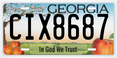 GA license plate CIX8687