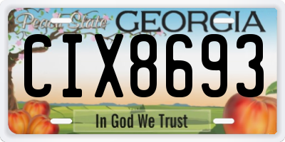 GA license plate CIX8693