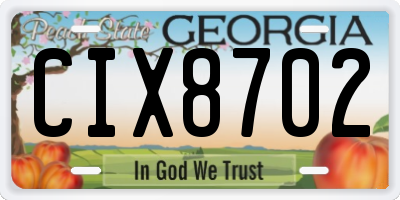 GA license plate CIX8702