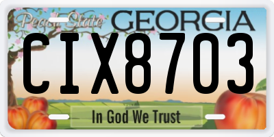 GA license plate CIX8703