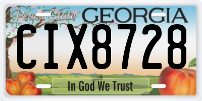 GA license plate CIX8728