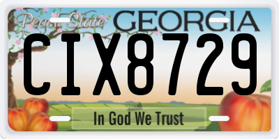 GA license plate CIX8729