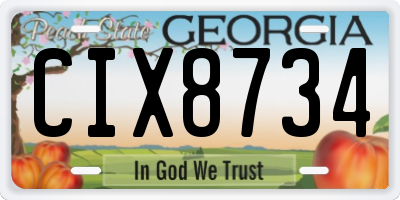 GA license plate CIX8734