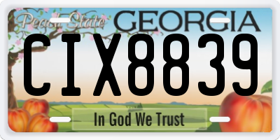 GA license plate CIX8839