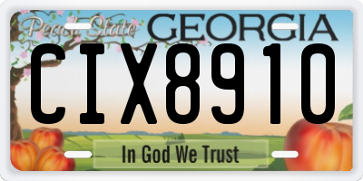 GA license plate CIX8910