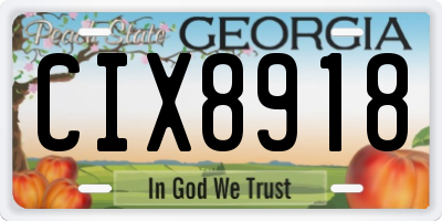 GA license plate CIX8918
