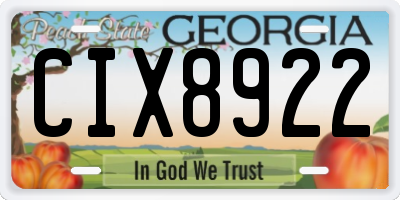 GA license plate CIX8922