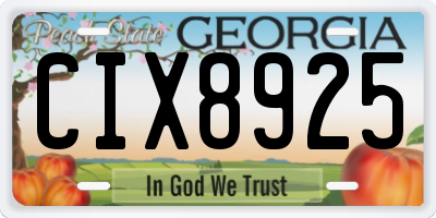 GA license plate CIX8925
