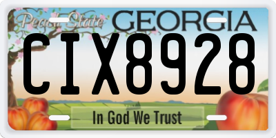 GA license plate CIX8928