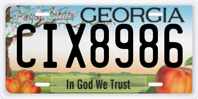 GA license plate CIX8986